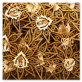 Drewniane ozdoby świąteczne wycinane laserowo